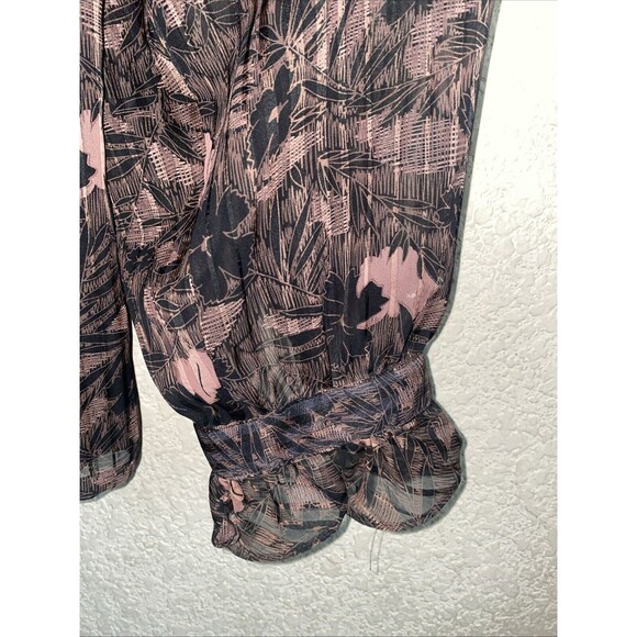 Vintage La Chine Sheer shirt Paisley Stripes Ruffle 14 mob Goth dark whimsical - Picture 5 of 12